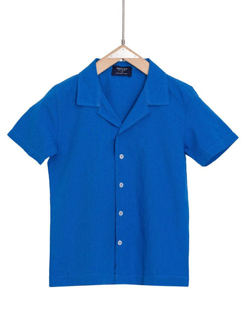 Royal Blue Kids Linen Shirt - Khotwh